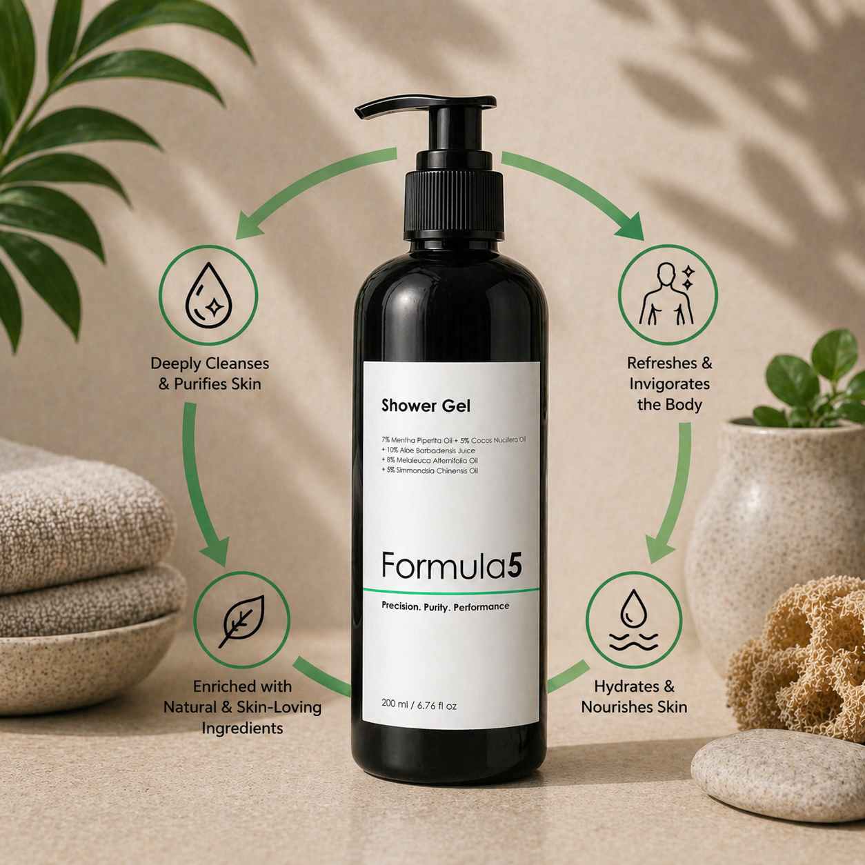 Purifying Tea Tree Shower Gel 10% Aloe Barbadensis Juice